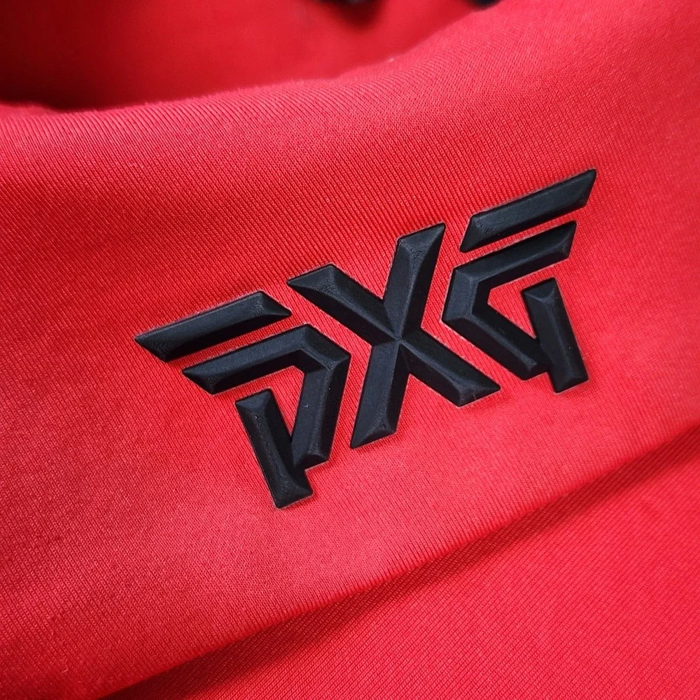 PXG Polo Shirt Mens Medium Red Athletic Snap Button Performance Golf Excellent - Picture 8 of 15
